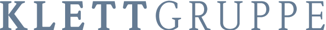 Logo der Klett Gruppe in grauer Großschrift.