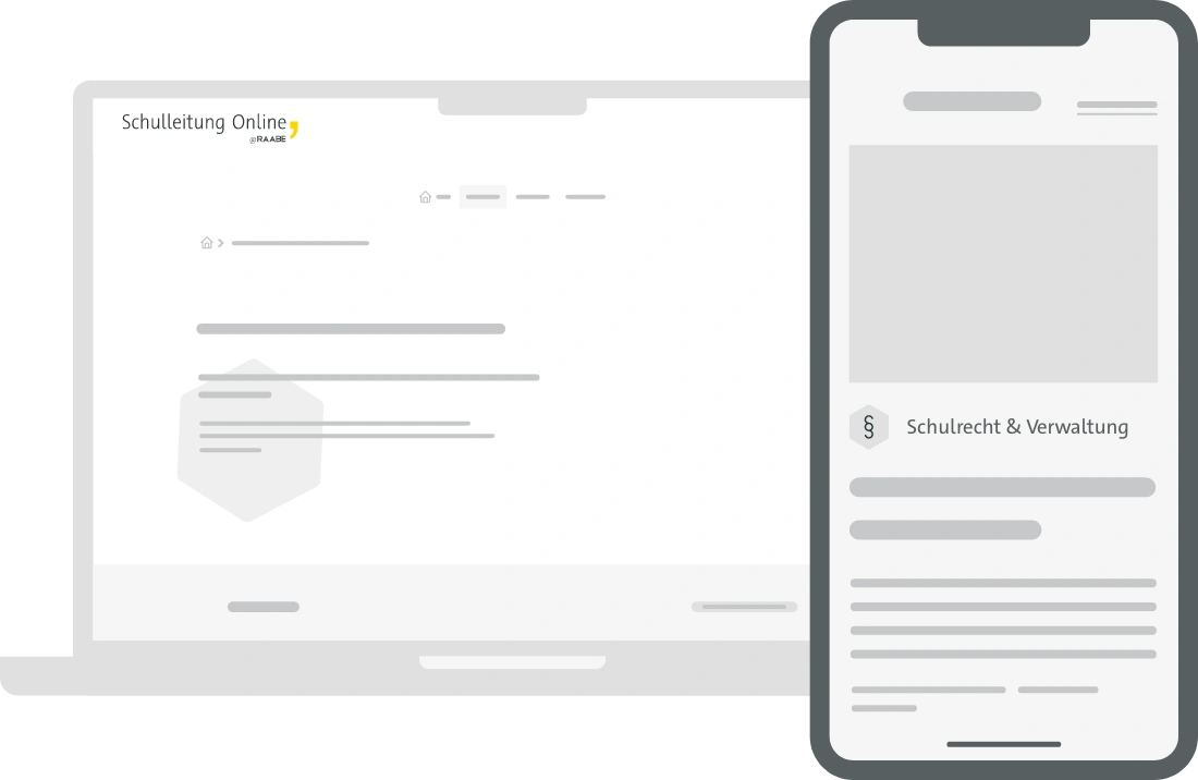Laptop und Smartphone zeigen schematisch die Plattform Schulleitung Online